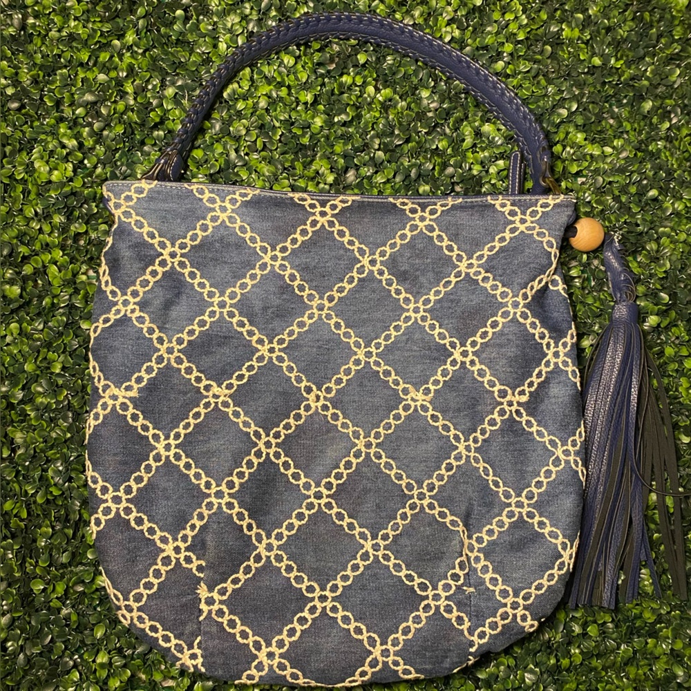 Sondra Robert’s Leather & Denim Shoulder Bag